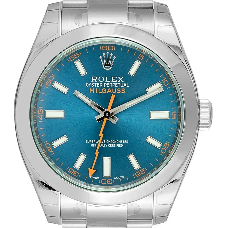 Close up - Rolex Milgauss Stainless Steel Z-Blue Dial 116400GV Watch