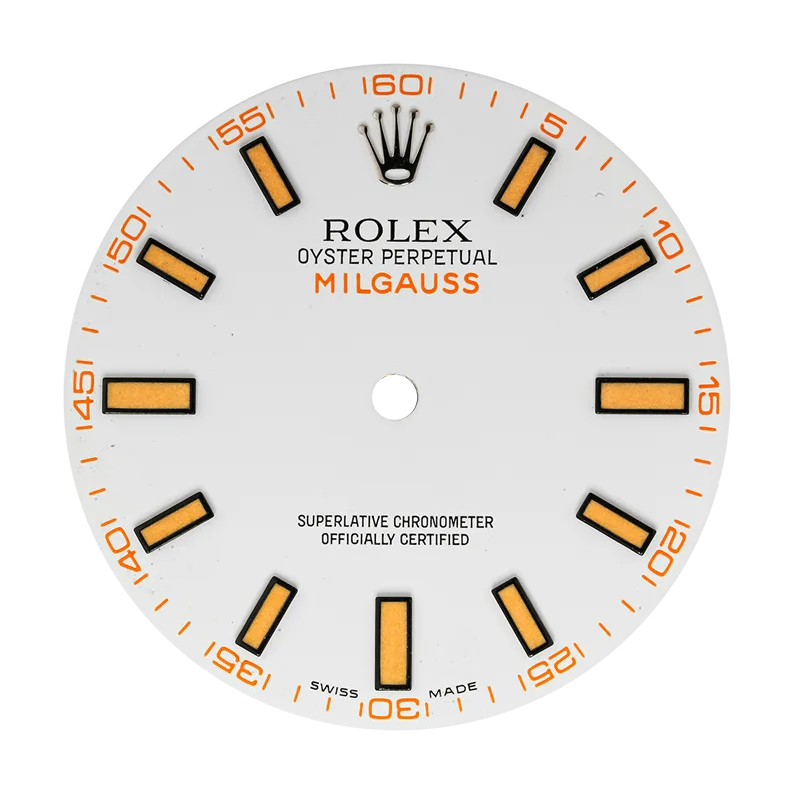 Rolex Milgauss White/ Orange Indexes Original Factory Dial