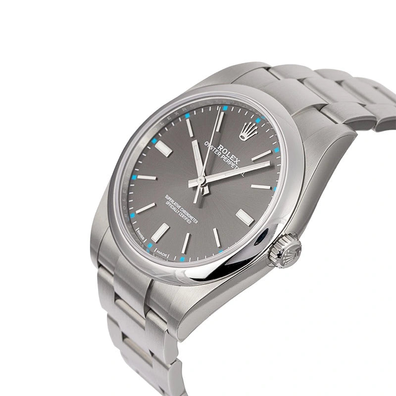 Side view - Rolex Oyster Perpetual 39 Steel Dark Rhodium Dial Steel 114300