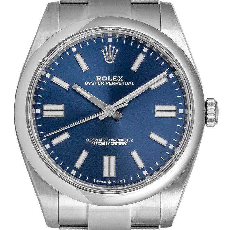 Close up - Rolex Oyster Perpetual 41 Steel Blue Dial 124300