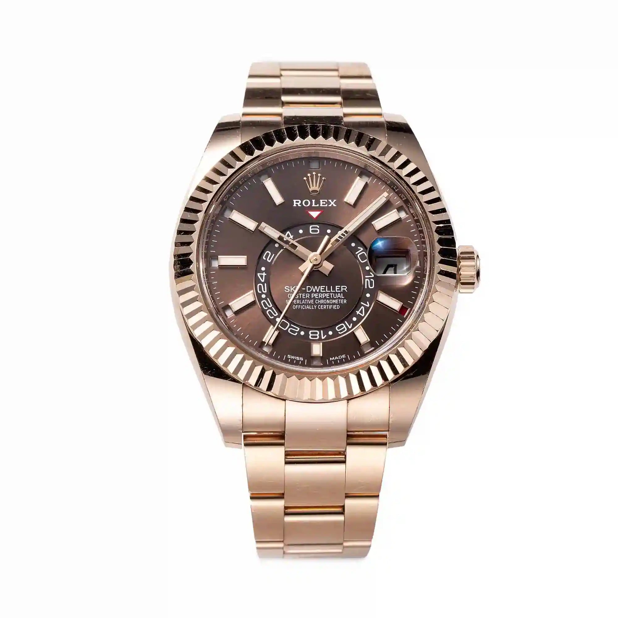 Full view - Rolex Sky-Dweller 18ct Everose Gold Chocolate Dial 326935