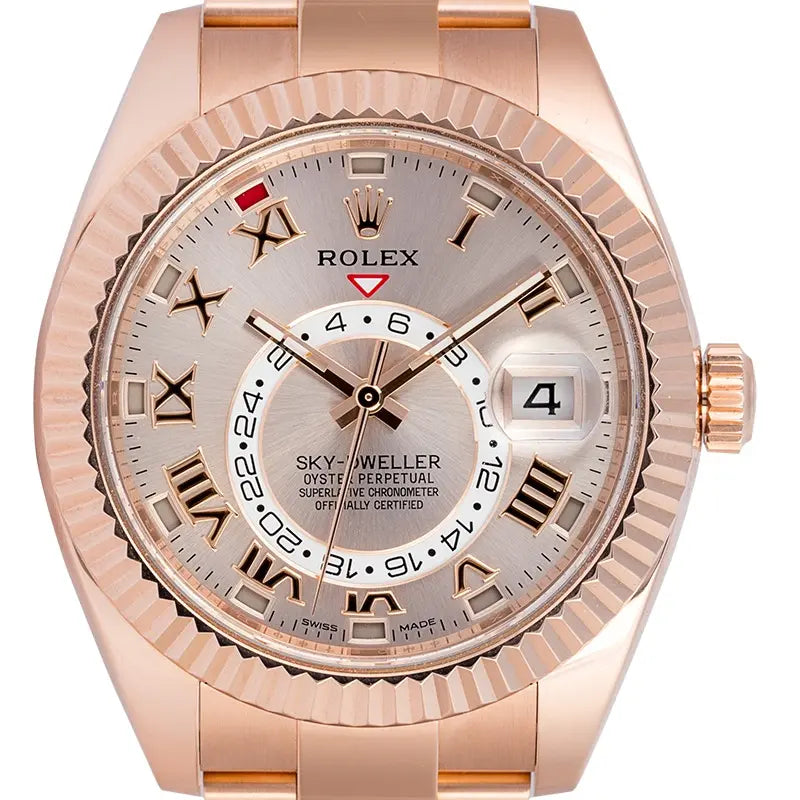 Close up - Rolex Sky-Dweller 18ct Everose Gold Sundust Dial 326935