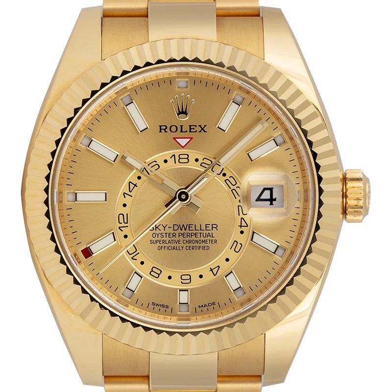 Close up - Rolex Sky-Dweller 18ct Yellow Gold Champagne/Index 326938 Watch
