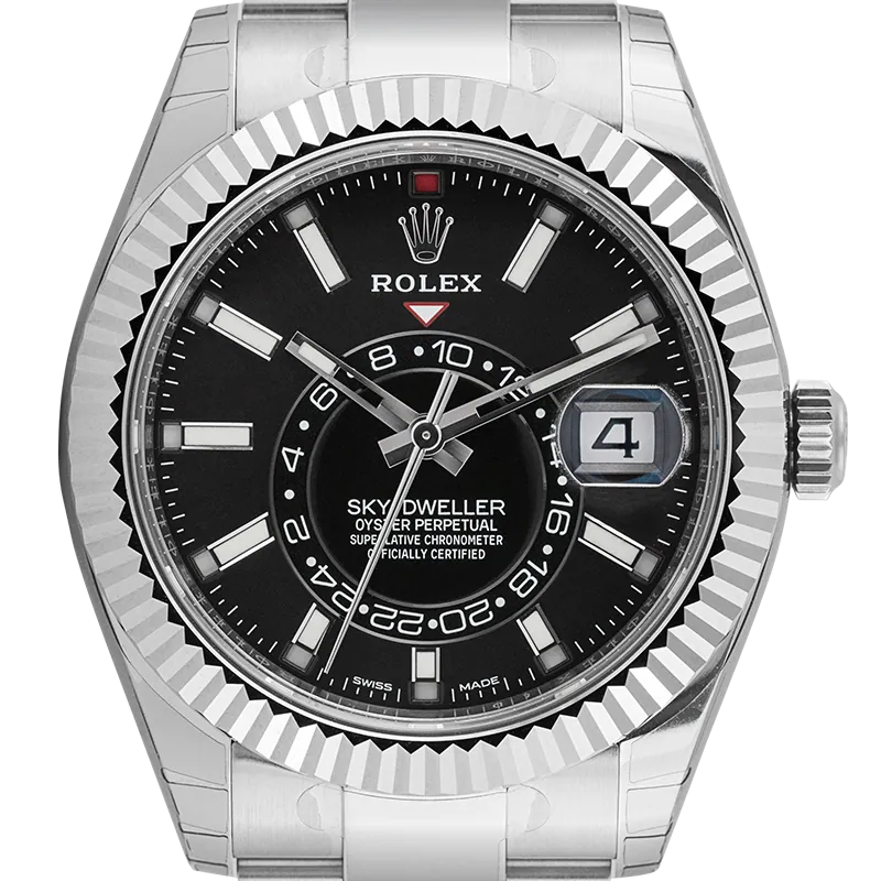 Close up - Rolex Sky-Dweller 904L Steel with Black Dial 326934