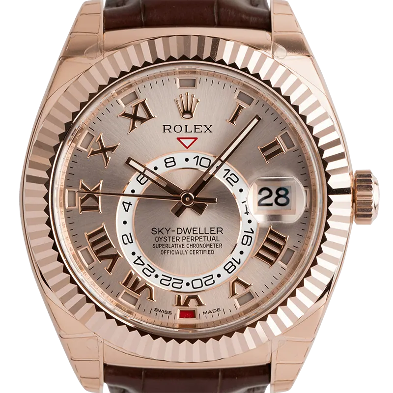 Rolex Sky-Dweller Rose Gold Sundust Alligator Strap 326135