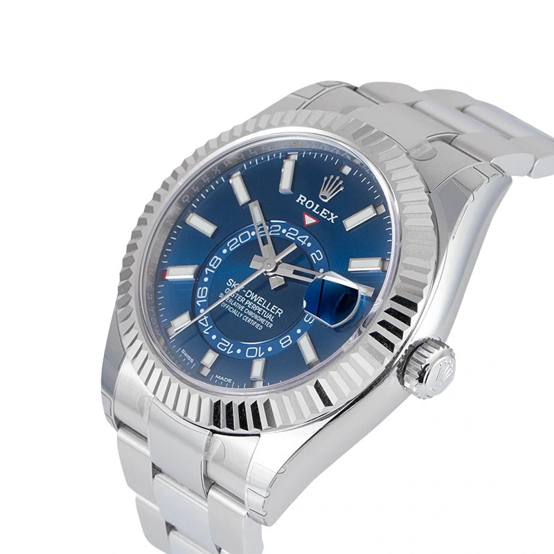 Side view - Rolex Sky-Dweller Stainless Steel Blue Dial Watch 326934