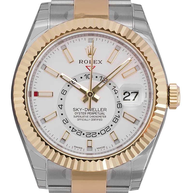 Rolex Sky-Dweller Steel & Yellow Gold White/Index Markers Dial 326933