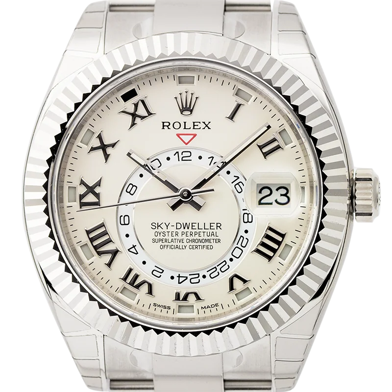 Close up - Rolex Sky-Dweller White Gold Ivory/Roman Dial 326939