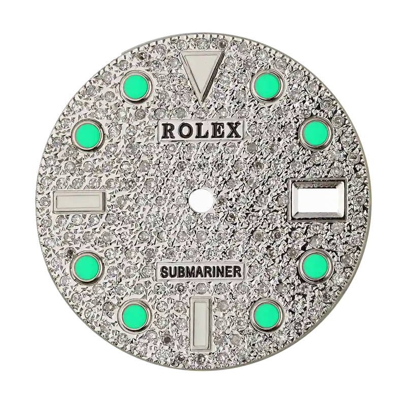 Rolex Submariner 40mm Diamond Pavé/Green Index Custom Dial