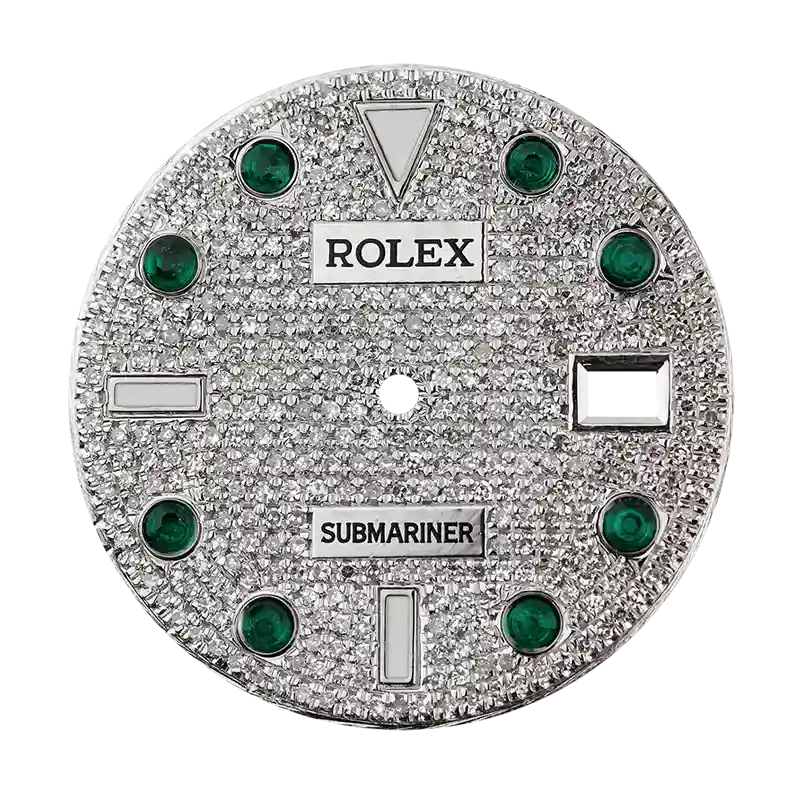Rolex Submariner 40mm Diamond Pavé/Green Precious Stone Hour Marker Custom Dial