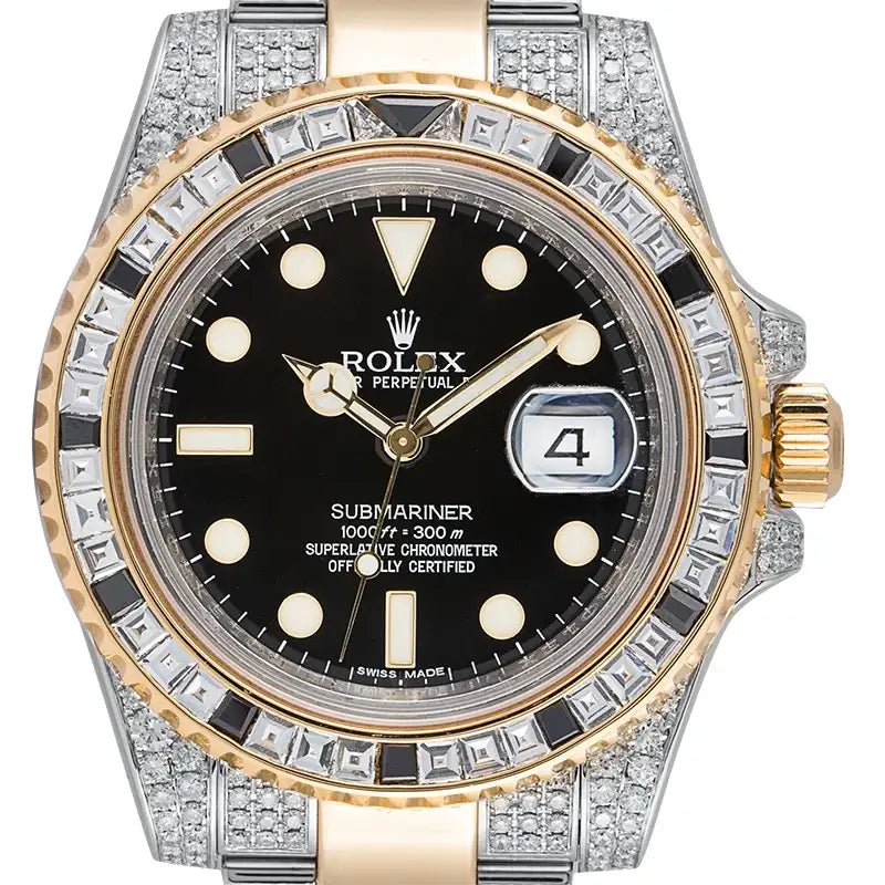 Close up - Rolex Submariner Date 116613LN Steel & 18ct Yellow Gold Diamond Set