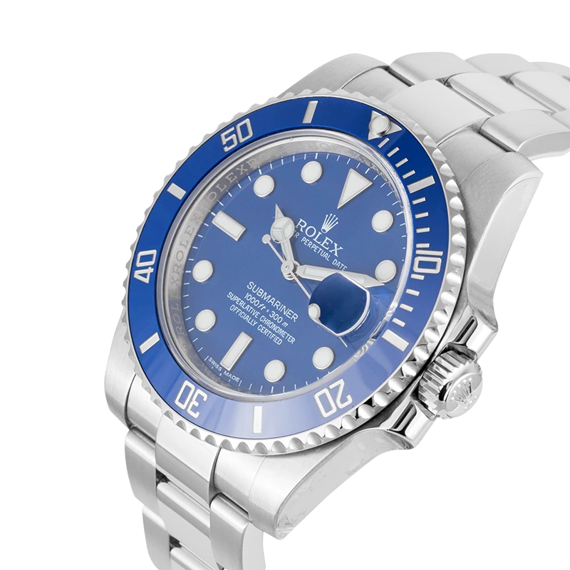 Side view - Rolex Submariner Date 18ct White Gold Watch Blue Dial 116619LB