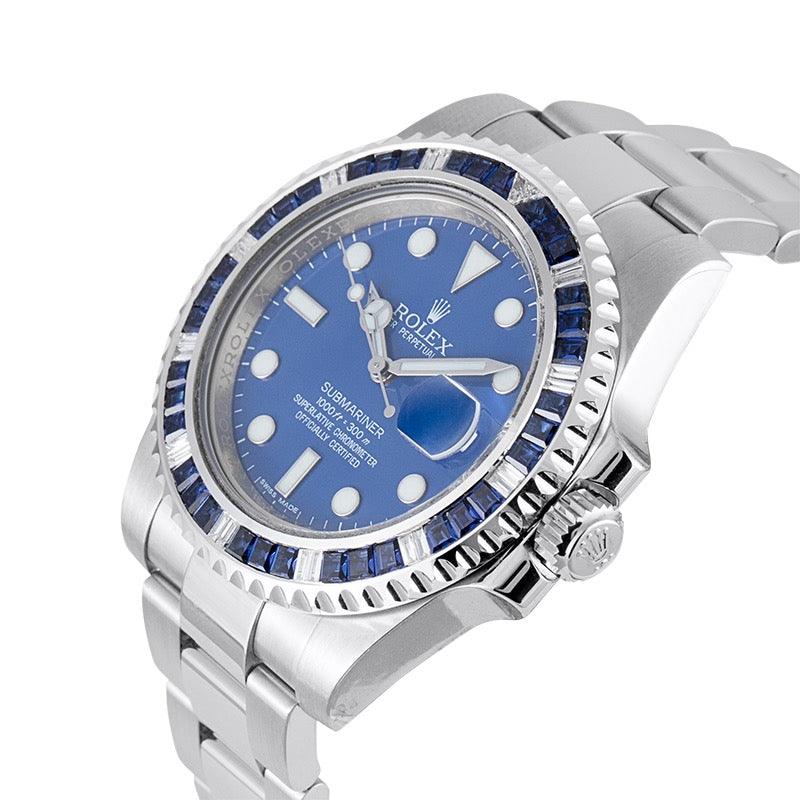 Rolex Submariner Date 18ct White Gold with Custom Blue Bezel 116619LB