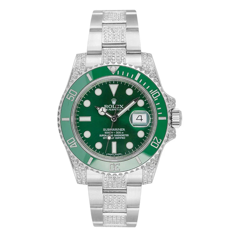 Full view of Rolex Submariner Hulk Custom Diamond Set 116610LV