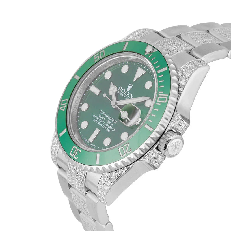 Side view of Rolex Submariner Hulk Custom Diamond Set 116610LV