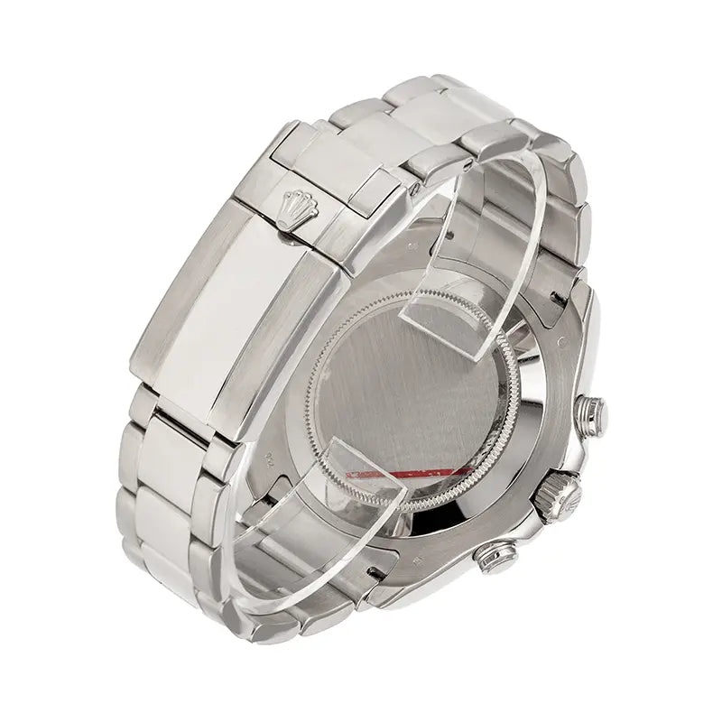 Clasp and case back view of the Rolex Yacht-Master II 116689 in 18ct white gold with white dial and regatta countdown bezel.