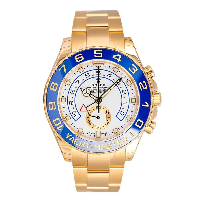 Full view of Rolex 116688 solid case back with blue cerachrom bezel