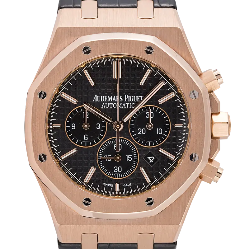 AP Royal Oak Chronograph Rose Gold 41mm Black Leather Strap 26320OR.OO.D002CR.01