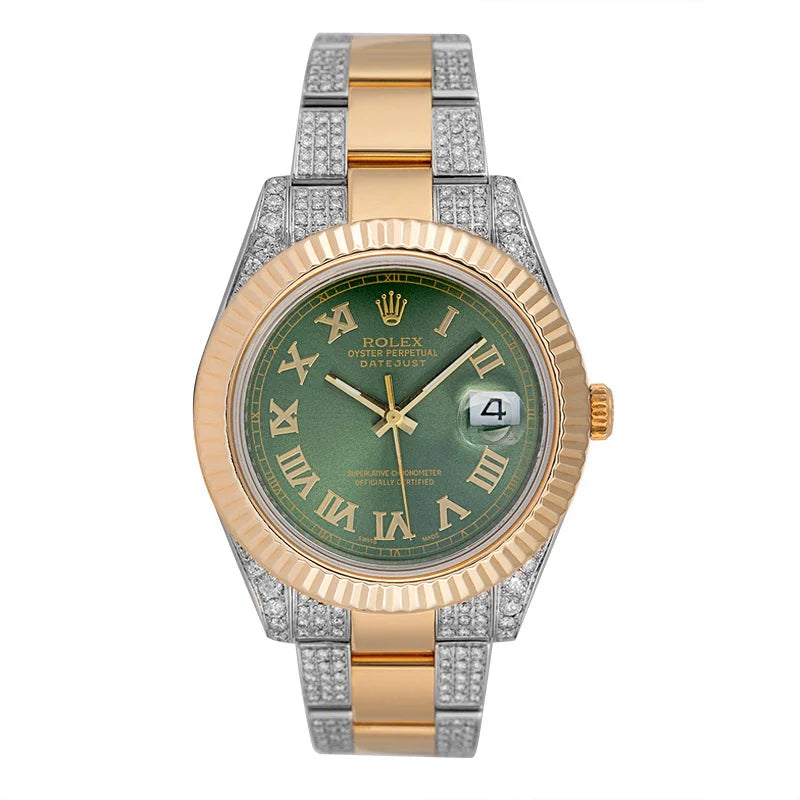 شراء ساعة رولكس ديت جست 41 من الفولاذ/الذهب الأصفر مرصعة بالألماس وميناء مخصص