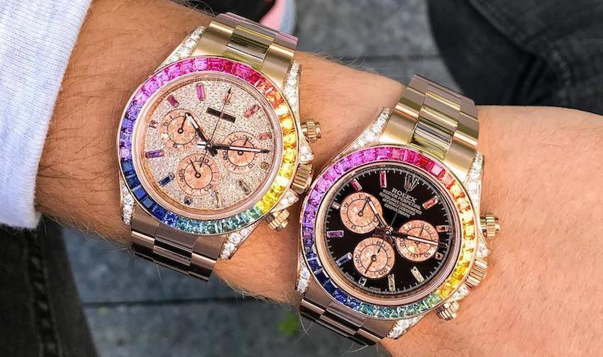 Stop Chasing And Build Your Own Custom Bejeweled Rainbow Rolex Watch