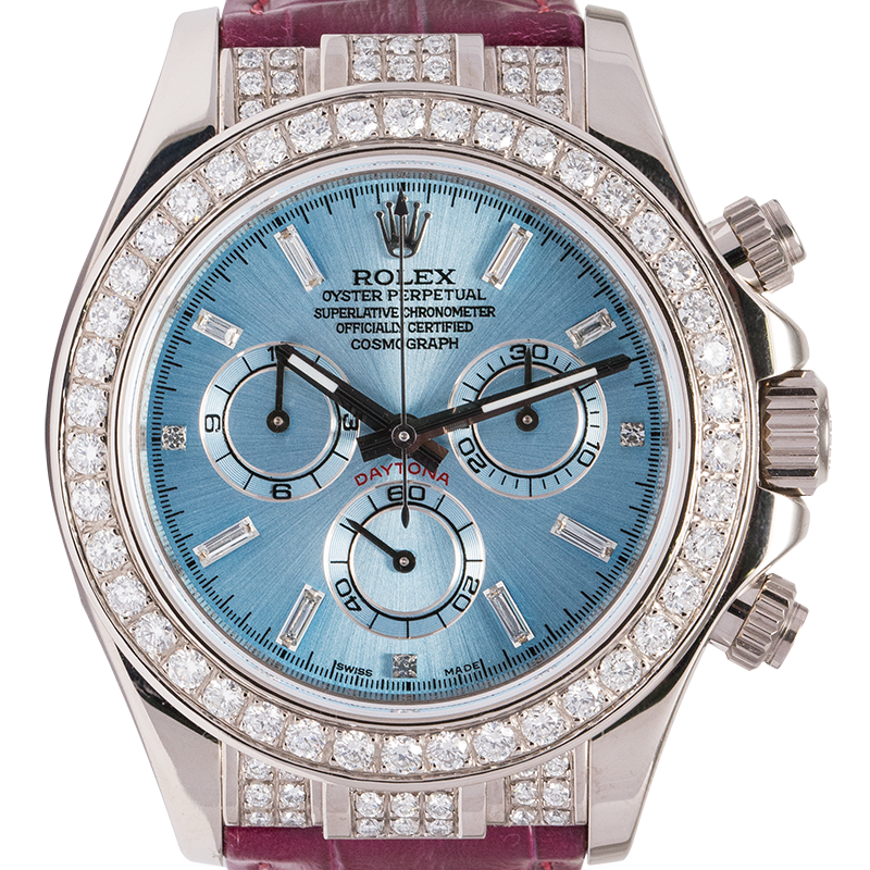 Rolex Cosmograph Daytona White Gold Sky Blue Dial Diamond 116519