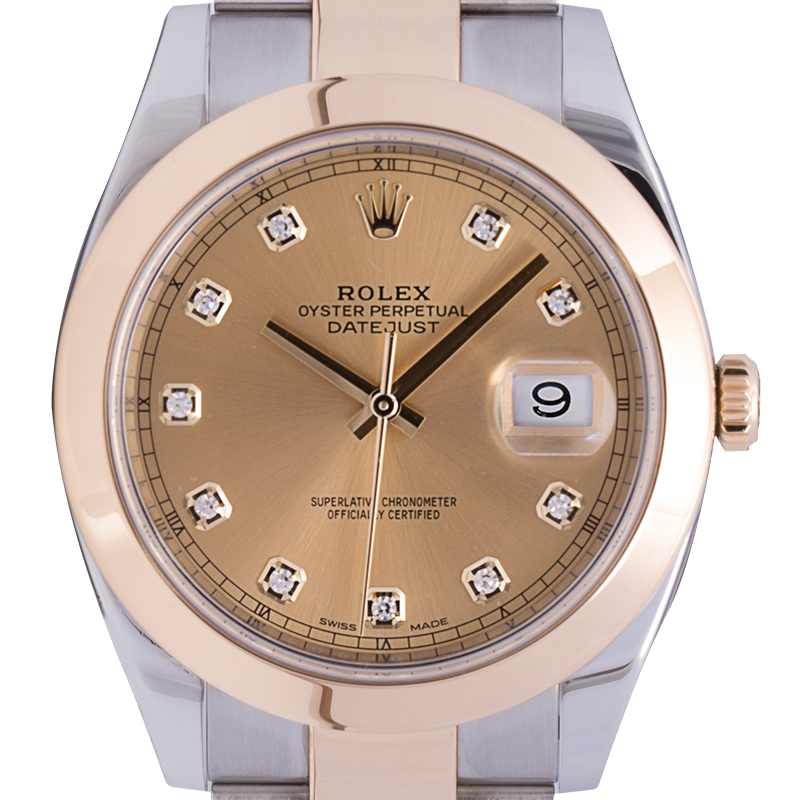 Rolex Oyster Perpetual Datejust 41mm Champagne Dial Diamond Hour Markers 126303