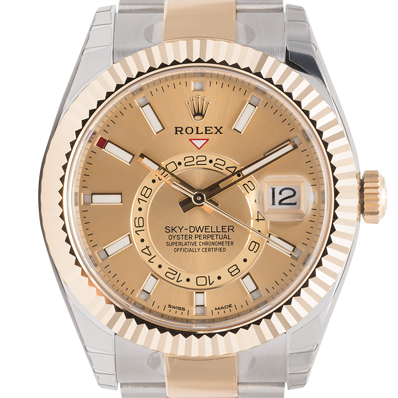 Rolex Sky-Dweller Steel & Yellow Gold Champagne/Index Markers Dial 326933