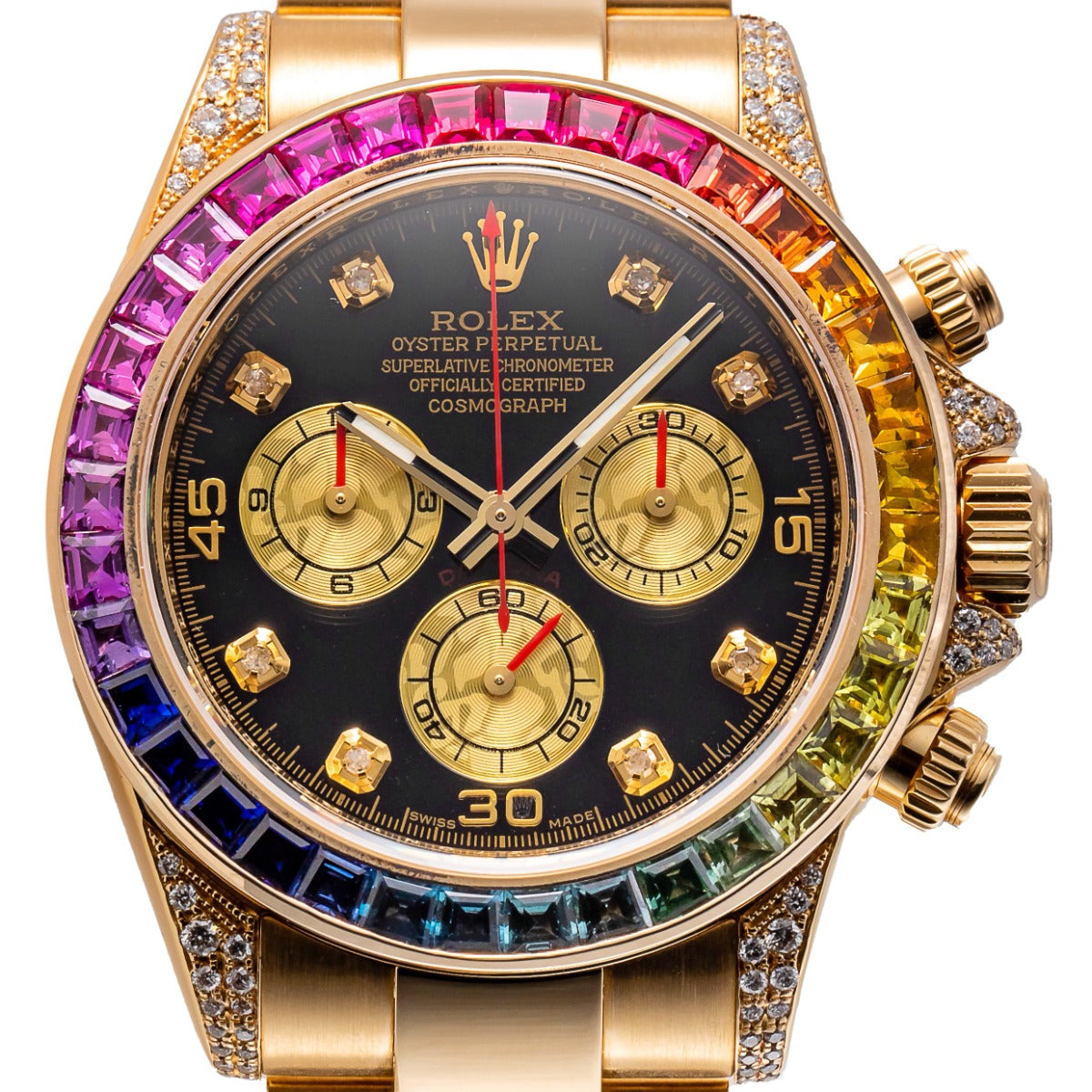 Custom Rolex Daytona Rainbow Yellow Gold 116508