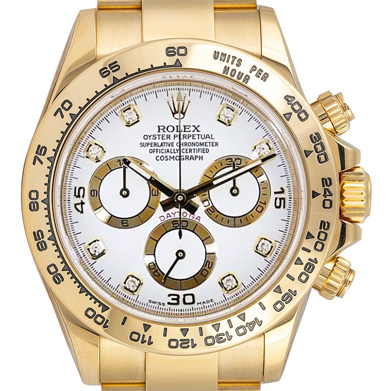 Rolex Daytona Yellow Gold White Diamond Dial 116508 Watch