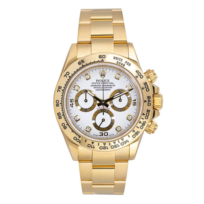 Rolex Daytona Yellow Gold White Diamond Dial 116508 Watch