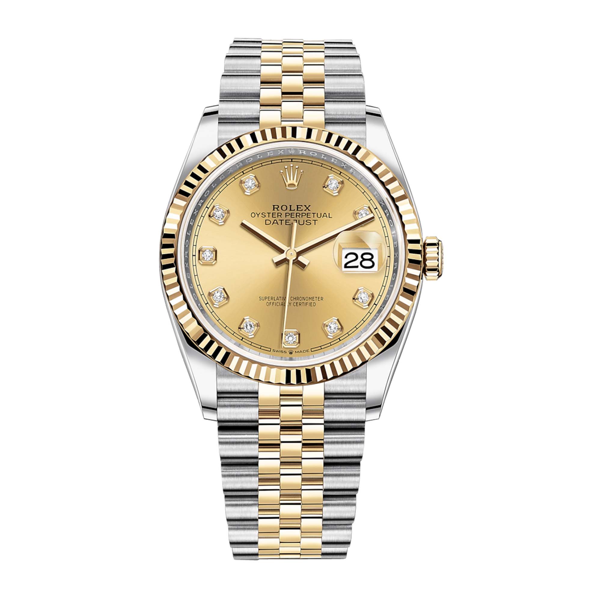 Rolex Datejust 36 Steel and Yellow Gold Champagne/Diamond Dial 126233