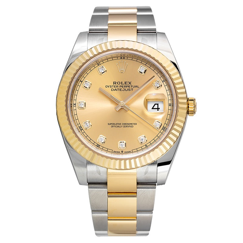 Rolex Datejust 41 Steel and Yellow Gold Champagne/Diamond Oyster 126333