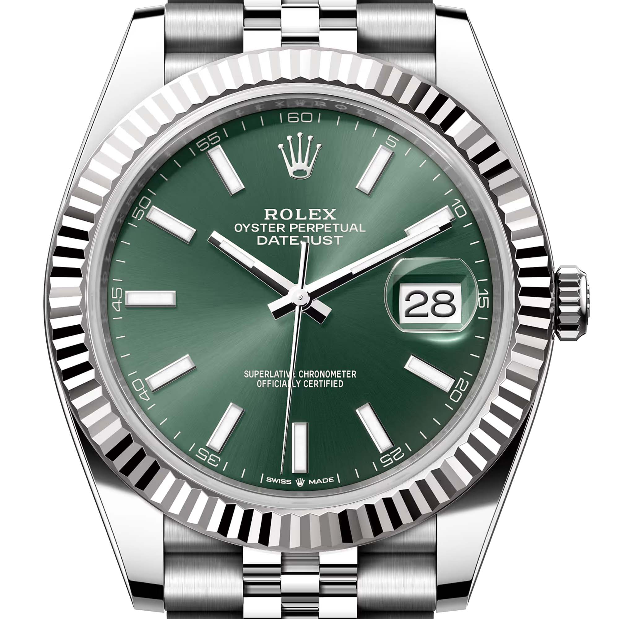 Rolex Datejust 41 Oystersteel and white gold Green Dial 126334