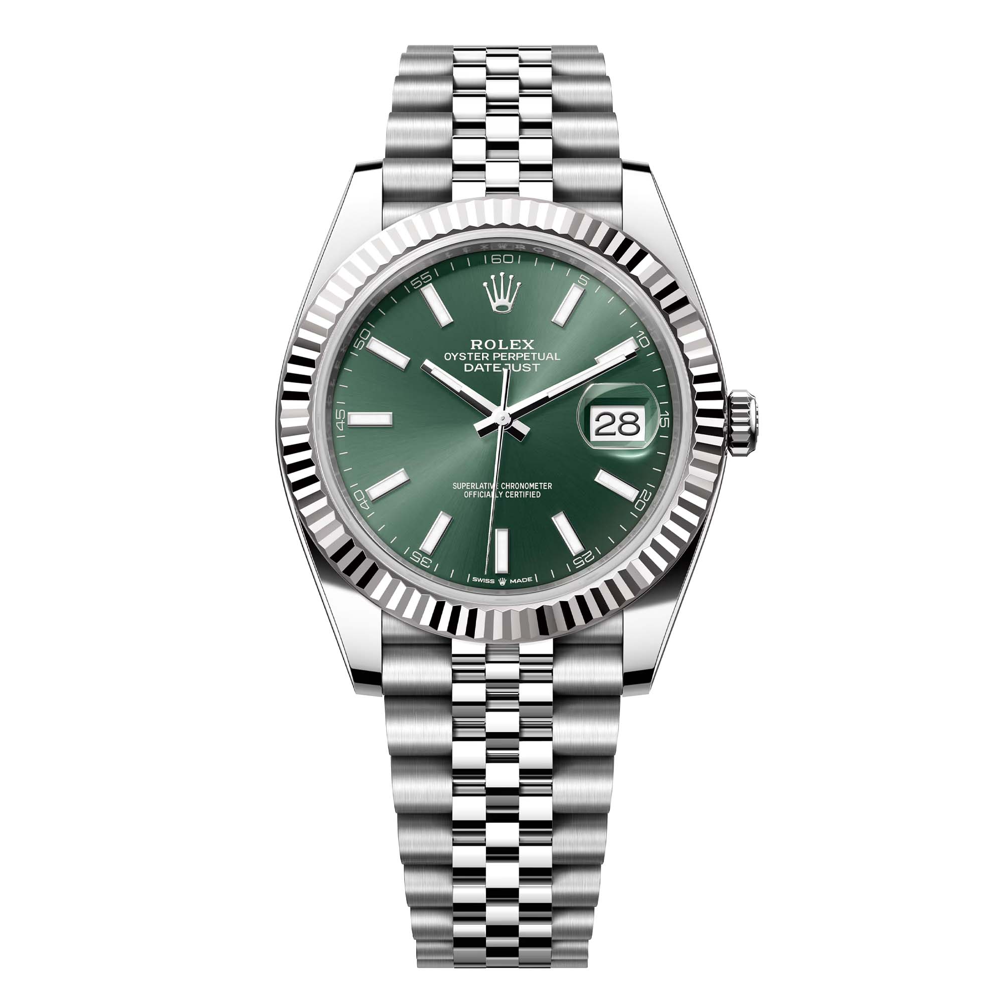 Rolex Datejust 41 Oystersteel and white gold Green Dial 126334