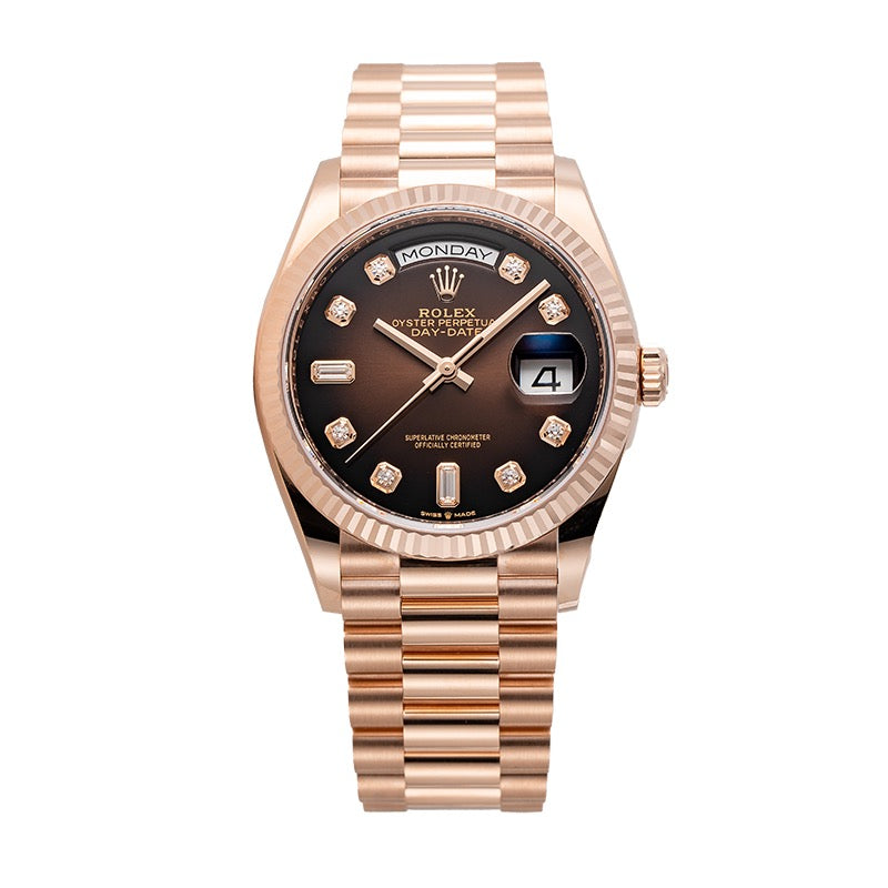 Rolex Day-Date 36 18ct Everose Gold Brown Ombré Diamond Dial 128235