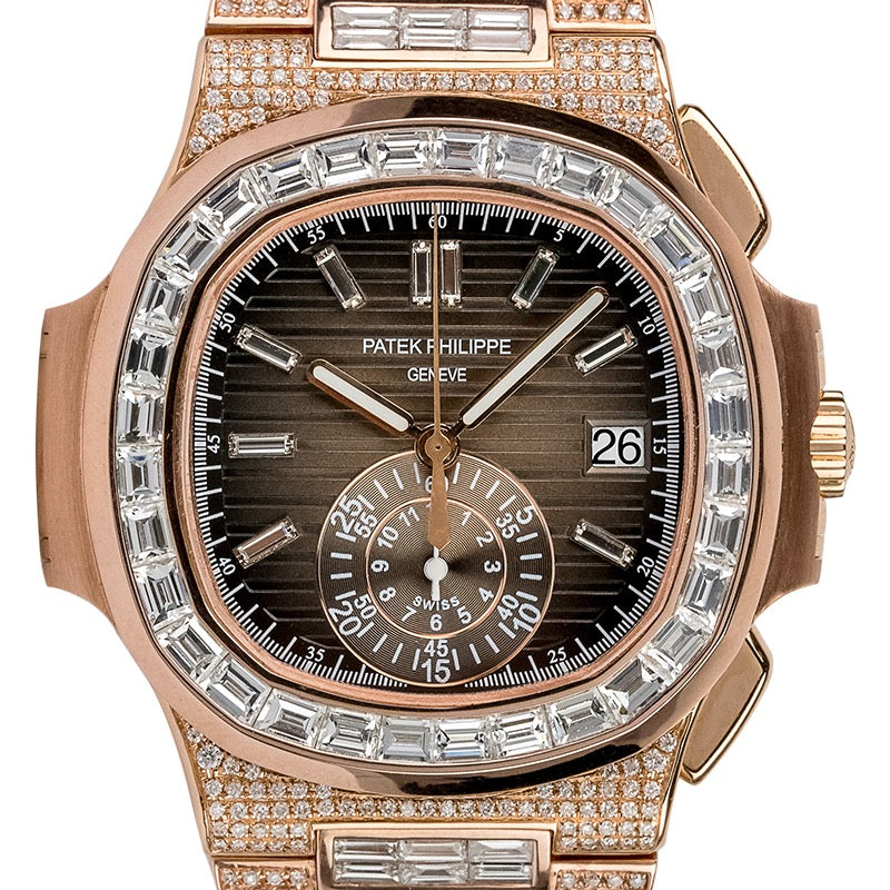 Custom Diamond Set Rose Gold Patek Philippe Nautilus 5980