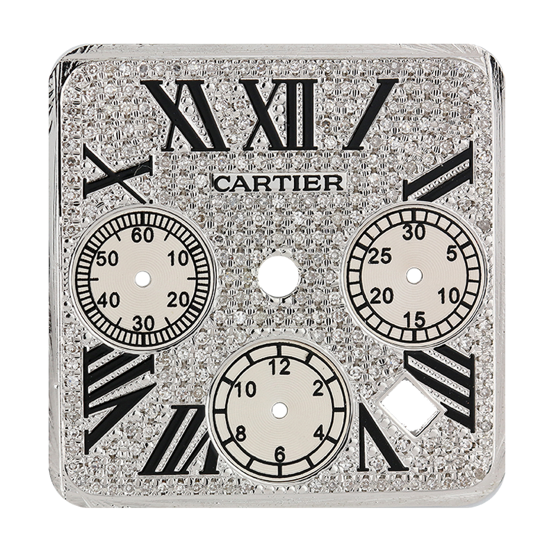 Cartier Santos 100 Chrono XL Diamond Pavé Custom Dial