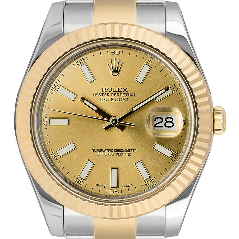 Pre-Owned Rolex Datejust Steel and Yellow Gold Champagne Dial 116333 Watch