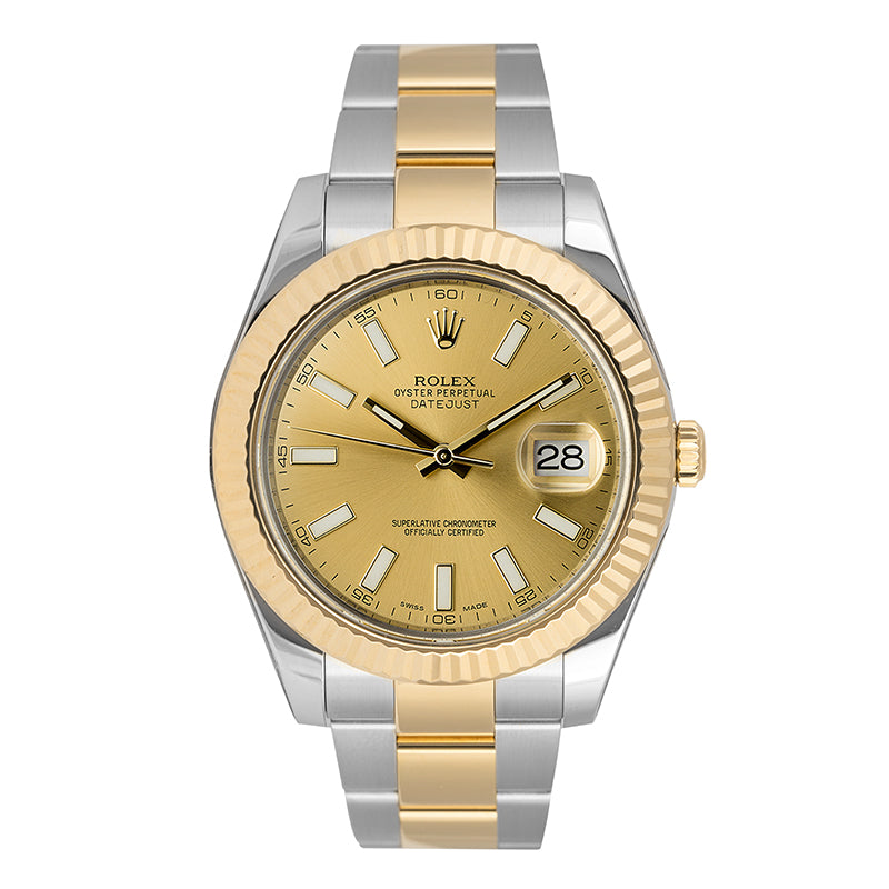 Pre-Owned Rolex Datejust Steel and Yellow Gold Champagne Dial 116333 Watch