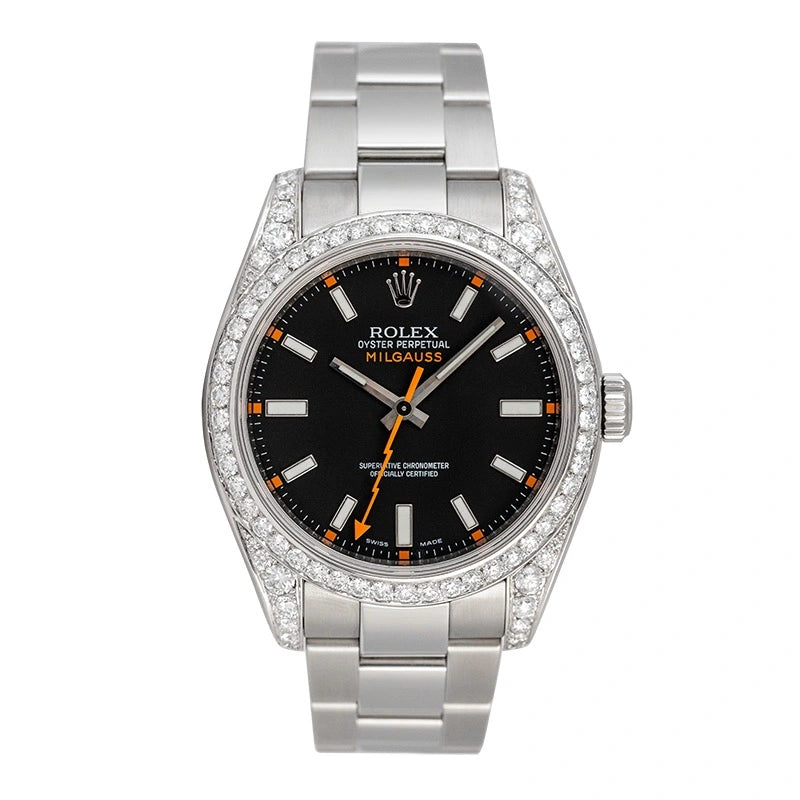 Full view of Custom Diamond Set Rolex Milgauss 116400 Watch