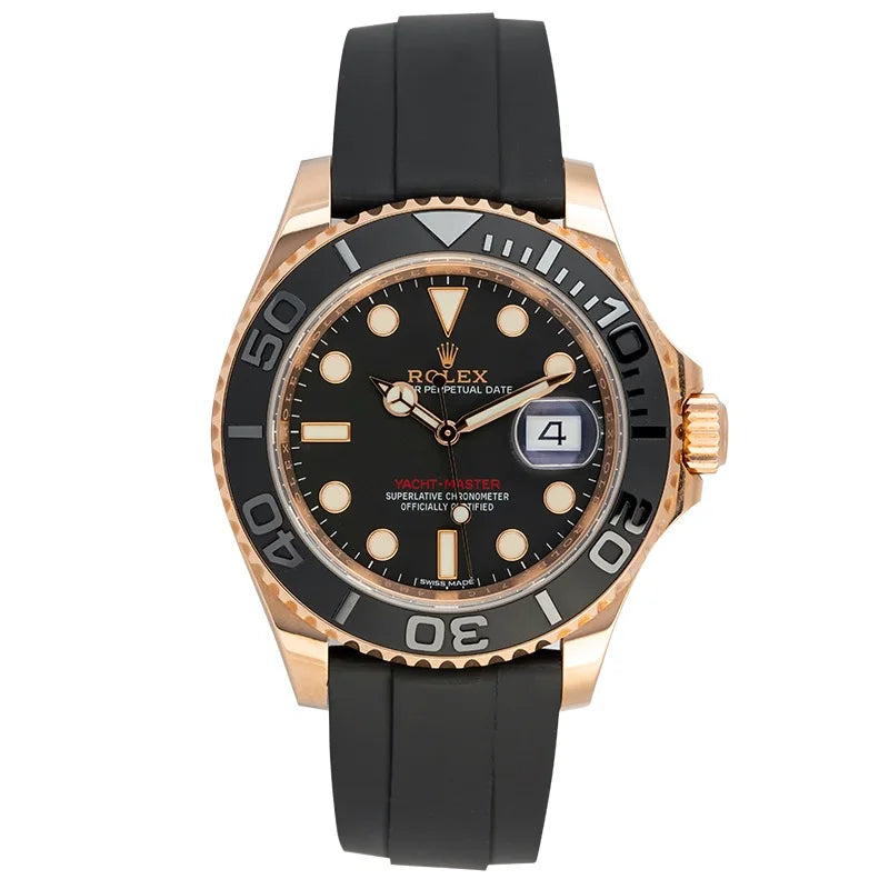 Full view of Rolex Yacht-Master 40 18ct Everose Gold Black Dial 116655