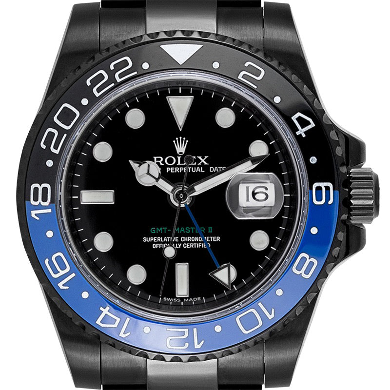 Custom Black PVD Rolex GMT-Master II 116710LN with Custom Black/Blue Insert