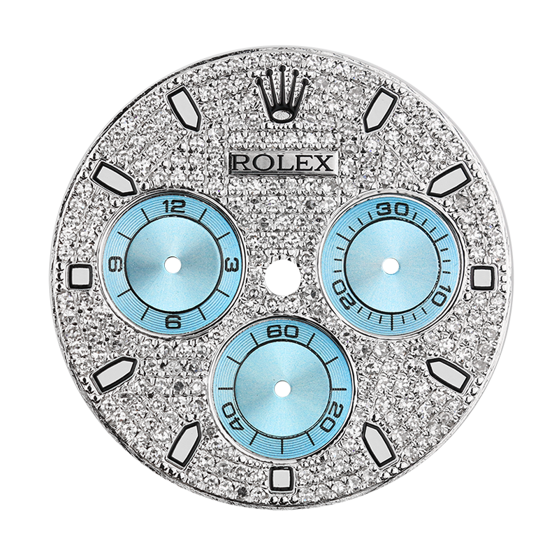 Rolex Daytona Diamond Pavé/Blue Subdials Custom Dial