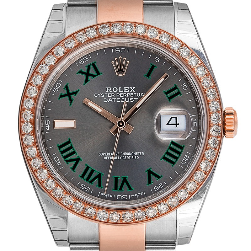 Rolex DateJust 41 Steel and Rose Gold Slate Dial Custom Bezel 126301