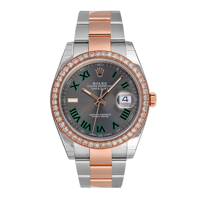 Rolex DateJust 41 Steel and Rose Gold Slate Dial Custom Bezel 126301