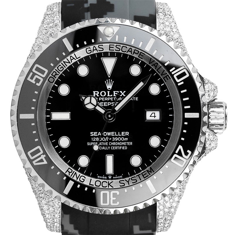 Custom Diamond Set Rolex Sea-Dweller 126660 Rubber Strap