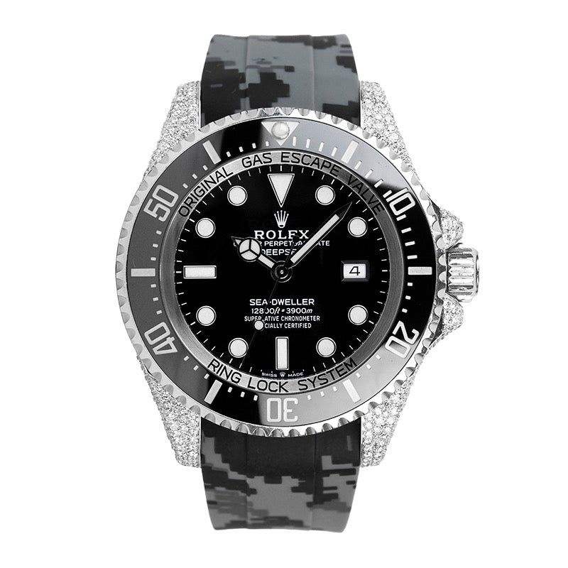 Custom Diamond Set Rolex Sea-Dweller 126660 Rubber Strap