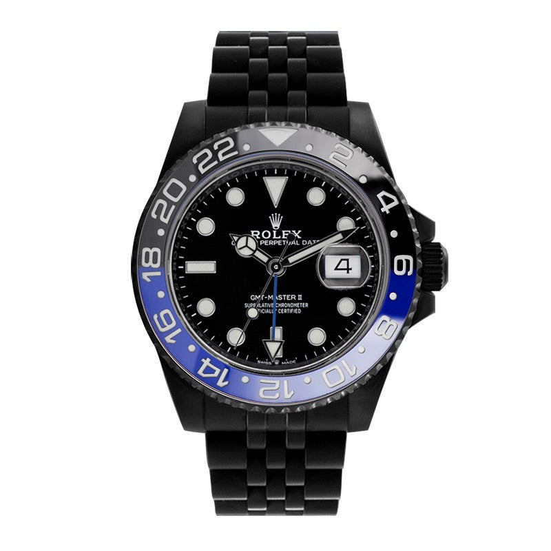 Custom Black PVD Rolex GMT-Master II Black/Blue Batman Jubilee 126710BLNR