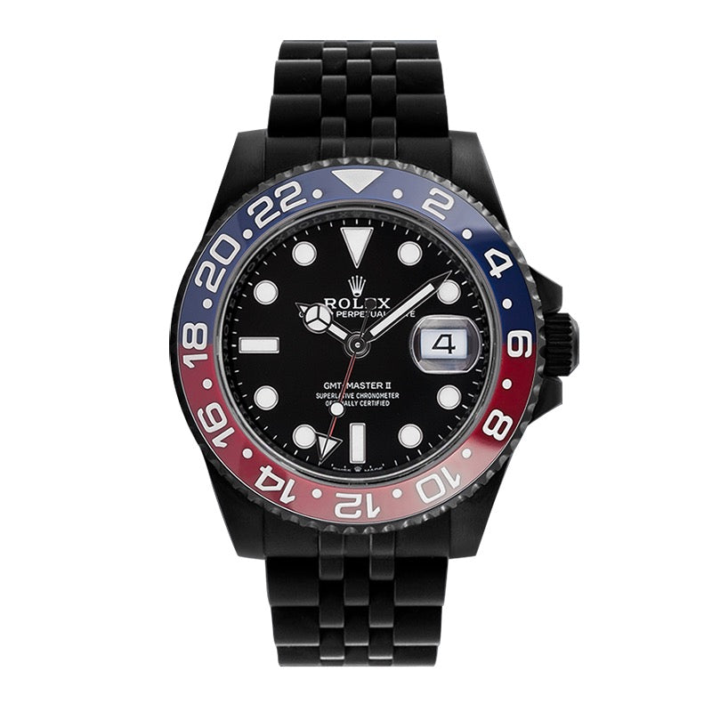 Custom Black PVD Rolex GMT-Master II Red/Blue Pepsi Jubilee 126710BLRO