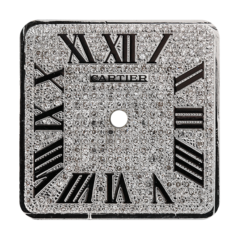 Cartier Santos 100 Large Diamond Pavé/Black Roman Numerals Custom Dial